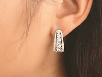 J Hoop Diamond Cluster Earrings in 10K White Gold (1.00 ct tw)