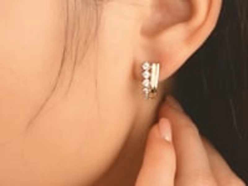 Diamond J Hook Earrings in 10K White and Yellow Gold (0.11 ct tw)