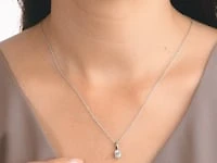 Lab Grown Oval Diamond Necklace in 10K White Gold (0.50 ct tw)