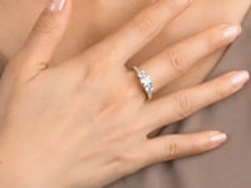 Three Stone Lab Grown Diamond Engagement Ring 14K Yellow Gold (1.88