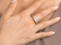 Three Stone Lab Grown Diamond Engagement Ring 14K Yellow Gold (1.88