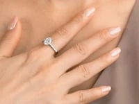 Lab Grown Oval Cut Diamond Engagement Ring 14K White Gold (1.75 ct