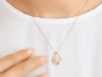 Diamond Cluster Necklace in 10K Yellow and White Gold (0.12 ct tw)