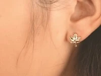 Maple Leaf Diamond Cut Stud Earrings in 10K Yellow Gold