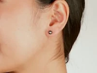 6-6.5mm Black Cultured Pearl Stud Earrings in 14K Yellow Gold
