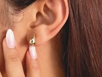 Hollow Drop Stud Earrings in 10K Yellow Gold