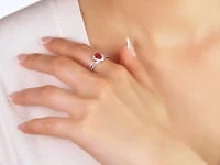 Ruby and Diamond Ring 14K White Gold