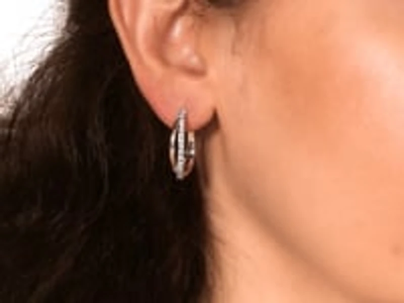 Diamond Cluster Hoop Earrings in 10K Yellow Gold (0.50 ct tw)