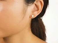 Crescent Set Lab Grown Diamond Stud Earrings in 14K Yellow Gold (0.50c