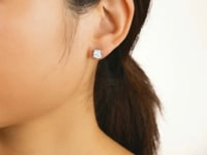 Diamond Cluster Stud Earrings in 10K White Gold (0.16 ct tw)