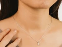 Tension Set Lab Grown Diamond Solitaire Necklace in 14K White Gold (0