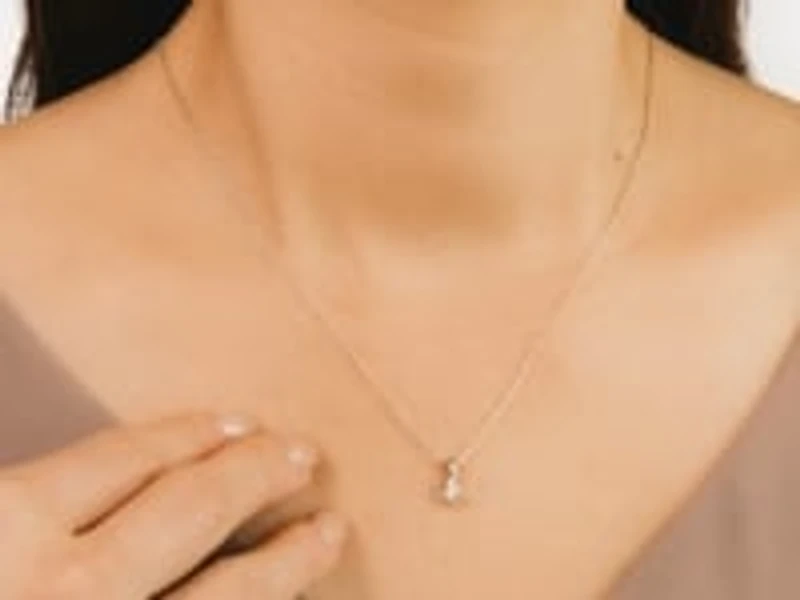 Tension Set Lab Grown Diamond Solitaire Necklace in 14K Gold