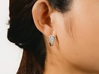 Diamond Cluster Earrings in 10K Yellow and White Gold (0.63 ct tw)