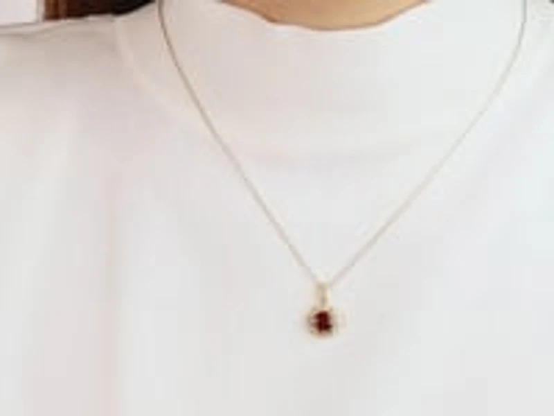 Garnet Necklace in 10K Yellow Gold