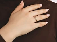 Sapphire Leaf Motif Ring 10K Yellow Gold