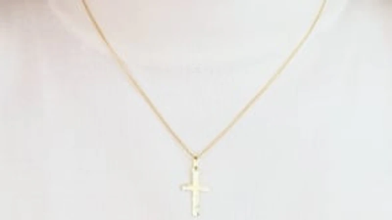 Diamond Cut Cross Charm in 10K Italian Yellow Gold