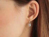 Lab Grown Emerald Shape Diamond Earrings in 10K Yellow Gold (1.50 ct t