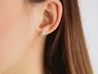 Blue Topaz Flower Earring in 10K Yellow Gold