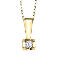Solitaire Diamond Bar Pendant in 10K Yellow Gold (0.04 ct wt)