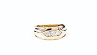 Three Stone Men’s Diamond Ring 10K White and Yellow Gold (0.25 ct t