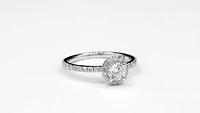 Diamond Halo Engagement Ring 14K White Gold (0.90 ct tw)