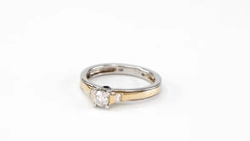 -Robin- Engagement Ring With Sapphire Accents Two-Tone 14K White an