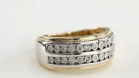 10K Yellow and White Gold Double Row Gents Diamond Ring (0.25ct tw)