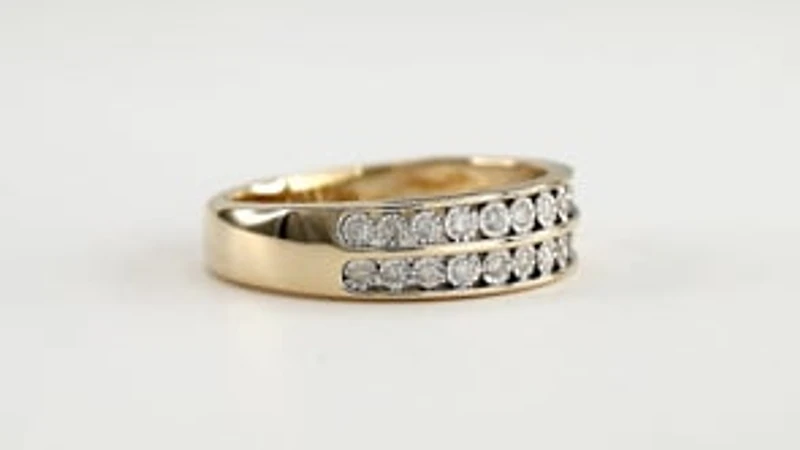 10K Yellow and White Gold Channel Set Double Row Diamond Anniversary B