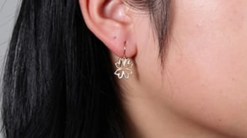 Open Leaf Drop Earrings In 10K Yellow Gold