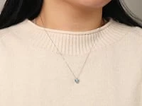 Heart Shaped Blue Topaz Necklace with Diamond Accent in 10K White Gold