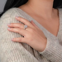 Cushion Cut Diamond Halo Engagement Ring 18K Palladium White Gold (