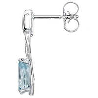 Pear Shape Aquamarine Earrings With Diamond Accents in 10K White Gold