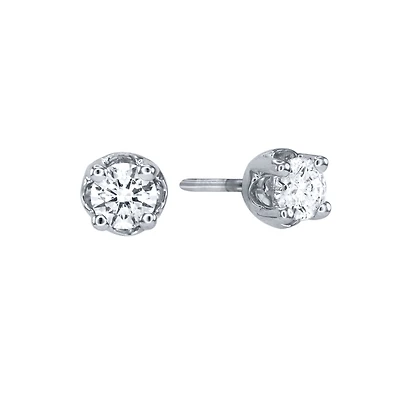 Diamond Solitaire Stud Earrings in 14K White Gold (0.40 ct tw)