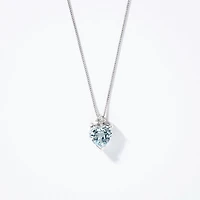 Heart Shaped Aquamarine Necklace with Diamond Accent in 10K White Gold