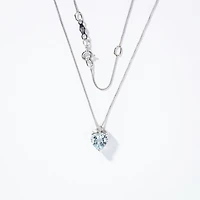 Heart Shaped Aquamarine Necklace with Diamond Accent in 10K White Gold