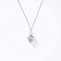 Heart Shaped Aquamarine Necklace with Diamond Accent in 10K White Gold