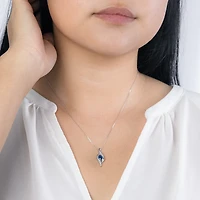 Sapphire and Diamond Pendant Necklace in 10K White Gold