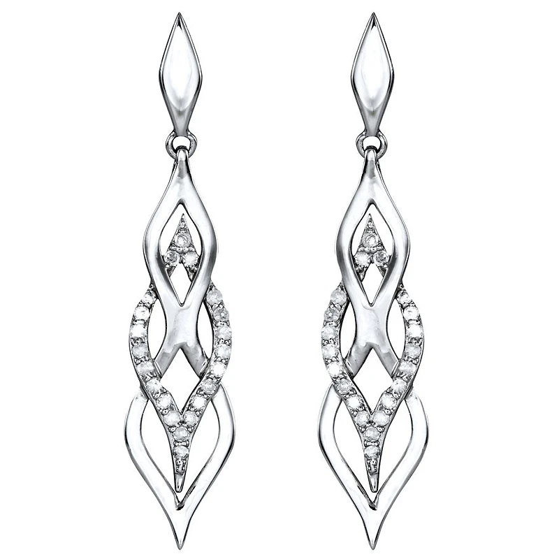 Infinity Dangle Diamond Earrings in 10K White Gold (0.25ct tw)