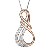 Infinity Diamond Pendant Necklace in 10K White and Rose Gold (0.08ct t