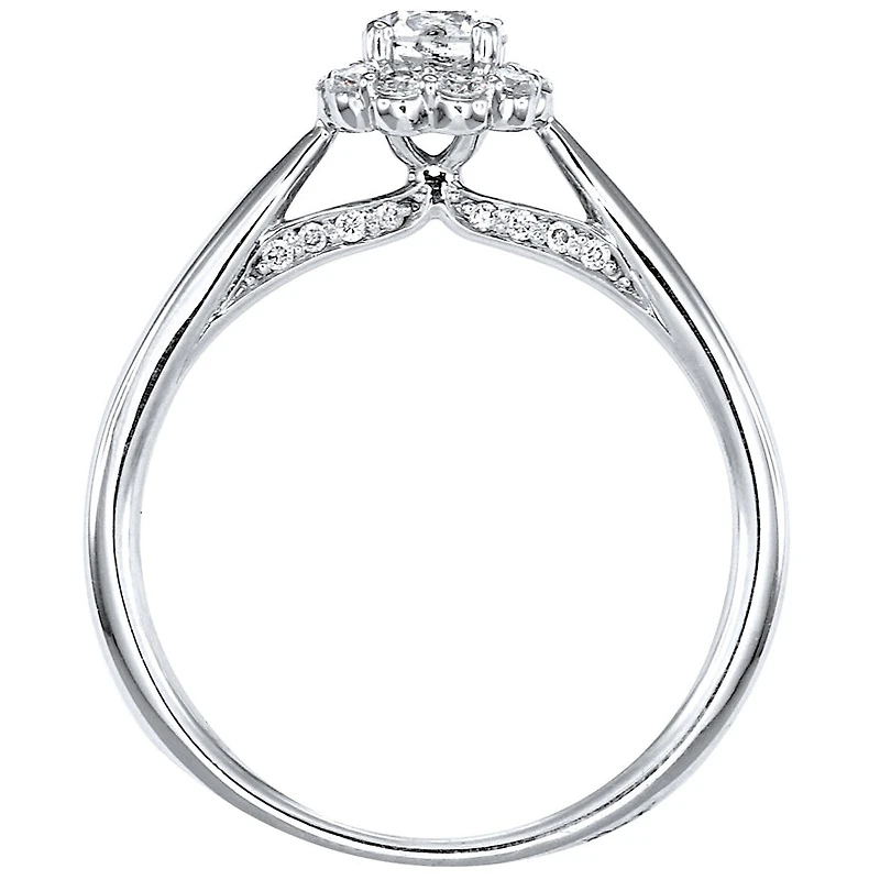 Canadian Diamond Cathedral Engagement Ring 14K White Gold (0.51ct t