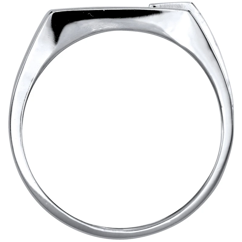 Gent's Off-Set Sapphire and Diamond Ring 10K White Gold