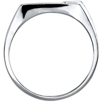 Gent's Off-Set Sapphire and Diamond Ring 10K White Gold