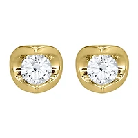 Tension Set Solitaire Canadian Diamond Stud Earrings in 14K Yellow Gol
