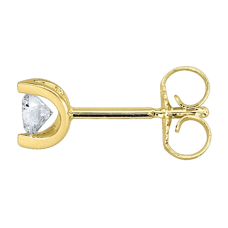 Tension Set Solitaire Canadian Diamond Stud Earrings in 14K Yellow Gol