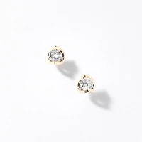 Tension Set Solitaire Canadian Diamond Stud Earrings in 14K Yellow Gol