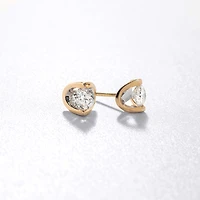 Tension Set Solitaire Canadian Diamond Stud Earrings in 14K Yellow Gol