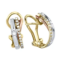 Layered Diamond Hoop Earrings in 14K Tri-Coloured Gold (0.24ct tw)
