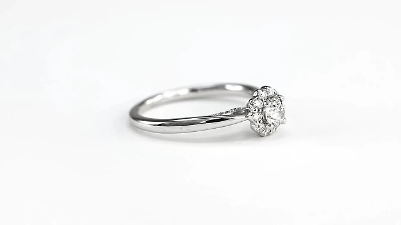Canadian Diamond Cathedral Engagement Ring 14K White Gold (0.51ct t