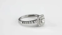Double Halo Diamond Ring 14K White Gold (0.74ct tw)