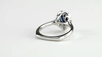Pear Shape Sapphire and Diamond Halo Ring 14K White Gold